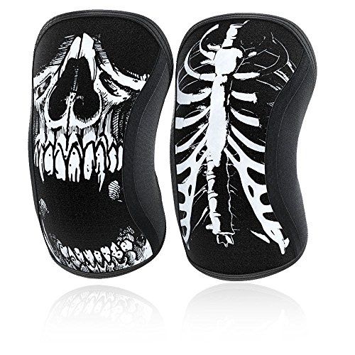 RockTape Rodilleras, Paquete de 2, Grado de Competencia, 5 mm o 7 mm de Grosor, Neopreno de compresión, Extra Largo para Soporte VMO, Assassins, Unisex Adulto, Color Assassins - Skull, tamaño 5mm L