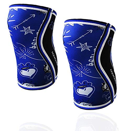 RODILLERAS BLUE DRAW (2 unds) - 5mm Knee Sleeves - Halterofilia, deporte funcional, CrossFit, Levantamiento de Pesas, Running y otros deportes. UNISEX 1 PAR AZUL (XL)