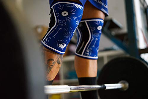 RODILLERAS BLUE DRAW (2 unds) - 5mm Knee Sleeves - Halterofilia, deporte funcional, CrossFit, Levantamiento de Pesas, Running y otros deportes. UNISEX 1 PAR AZUL (S)