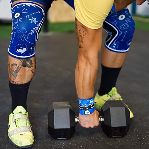 RODILLERAS BLUE DRAW (2 unds) - 5mm Knee Sleeves - Halterofilia, deporte funcional, CrossFit, Levantamiento de Pesas, Running y otros deportes. UNISEX 1 PAR AZUL (M)