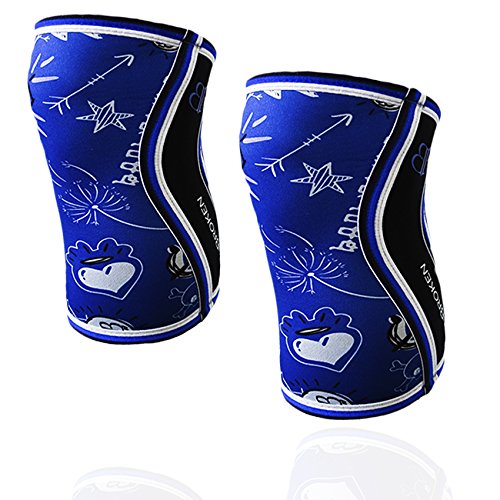 RODILLERAS BLUE DRAW (2 unds) - 5mm Knee Sleeves - Halterofilia, deporte funcional, CrossFit, Levantamiento de Pesas, Running y otros deportes. UNISEX 1 PAR AZUL (M)