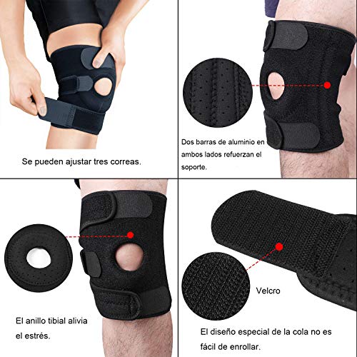 Rodilleras Deportivas, Ajustable Rodilleras Jogging Brace Ejerciciopara Crossfit Correr Deportes Baloncesto Desgarro de Meniscos Artritis Alivio para el Dolor en Las Articulaciones