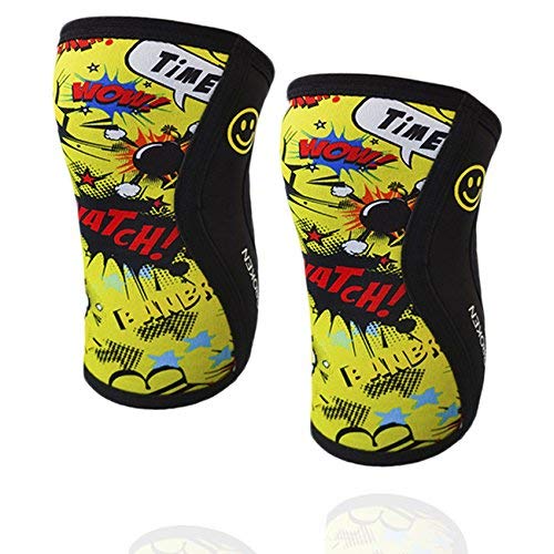 Rodilleras YELLOW FUN (2 unds) - 5mm Knee Sleeves - Halterofilia, deporte funcional, CrossFit, Levantamiento de Pesas, Running y otros deportes. UNISEX AMARILLO 1 PAR (S)