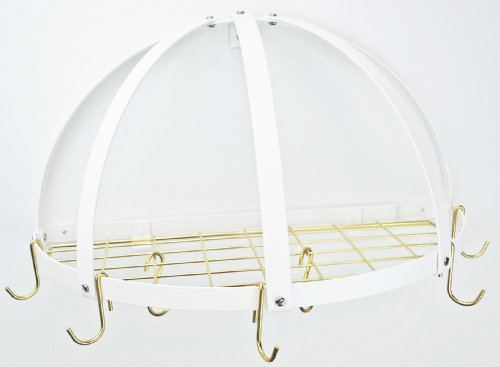 Rogar White & Brass KD Half Dome Pot Rack by Rogar