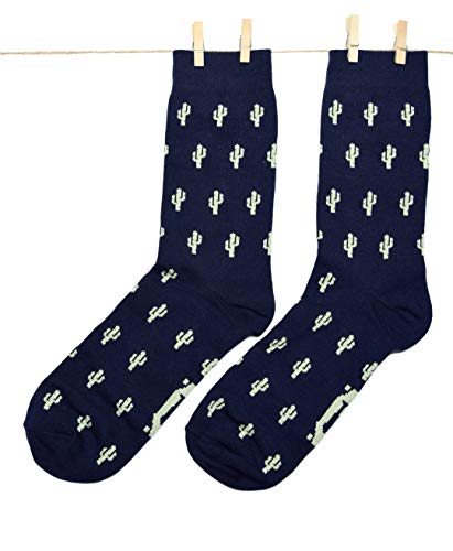 Roits Calcetines Cactus Azul 36-40 - Calcetines Originales Mujer Dibujos Divertidos