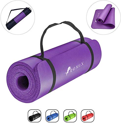 ROMIX Esterilla Yoga Antideslizante, 15MM Alta Densidad Gruesa y Suave Ecológica Almohadilla de Espuma de Memoria, Liviana Yoga Mat para Pilates Ejercicio Gimnasio Fitness Meditación Viaje (Púrpura)