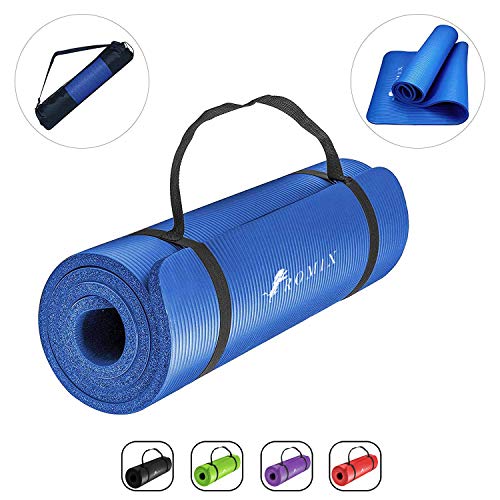 ROMIX Esterilla Yoga Antideslizante, 15MM Alta Densidad Gruesa y Suave Ecológica Almohadilla de Espuma de Memoria, Liviana Yoga Mat para Pilates Ejercicio Gimnasio Fitness Meditación Viaje (Azul)