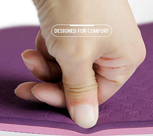 ROMIX Esterilla Yoga, Exercise Mat Eco-Friendly 6MM de Gruesor TPE con Bolsa de Transporte, Colchoneta de Yoga Antideslizante para Hombres, Mujeres, Hogar, Gimnasio, de Meditación Pilates (Púrpura)