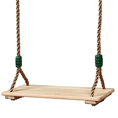 RONDA Columpio de Madera, Columpio para jardín para niños Adultos con 123-213cm Cuerda Ajustable, hasta 150kg