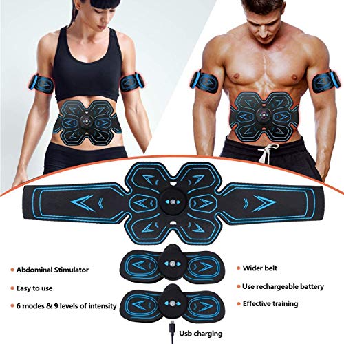 ROOTOK Electroestimulador Muscular Abdominales,Masajeador Eléctrico Cinturón con USB， Estimulación Muscular Masajeador Eléctrico Cinturón Abdomen/Brazo/Piernas/Glúteos