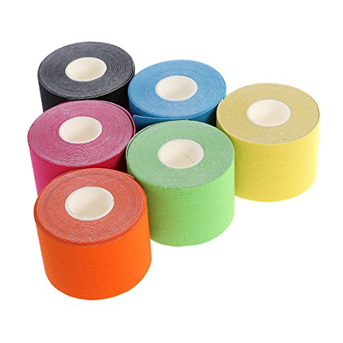 ROSENICE 6 Rollos Cintas de Recuperación de Kinesiología Vendaje Neuromuscular 5 m x 5 cm 6 Colores Diferentes