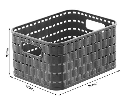 Rotho Country - Caja de almacenaje con efecto de mimbre, Negro, A6