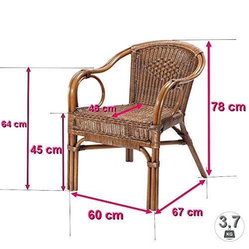 Rotin Design REBAJAS : -43% Sillon de ratan para comedor o salon Palma marron, moderno y barato