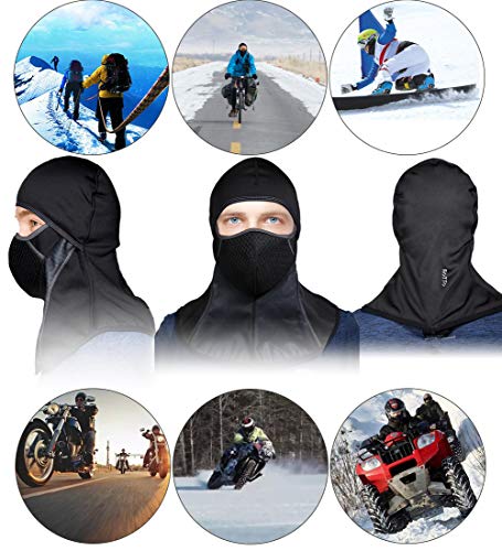 ROTTO Pasamontañas Moto Negro Impermeable Esquí Ciclismo Snowboard Máscara Facial de Deportes al Aire Libre Calentar a Prueba de Viento Tamaño Universal (Negro-B(sin Cremallera))