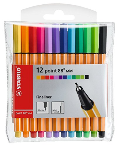 Rotulador puntafina STABILO point 88 mini - Estuche con 12 colores