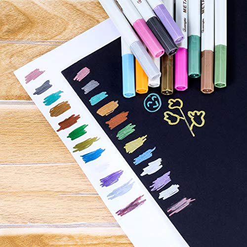 Rotuladores Metalizados, Rymall Rotuladores de Colores Marker Pen 12 Qaquetes para Album de Recortes de Fotos de Uso en Cualquier Superficie de Papel de Vidrio Cerámica de Plástico