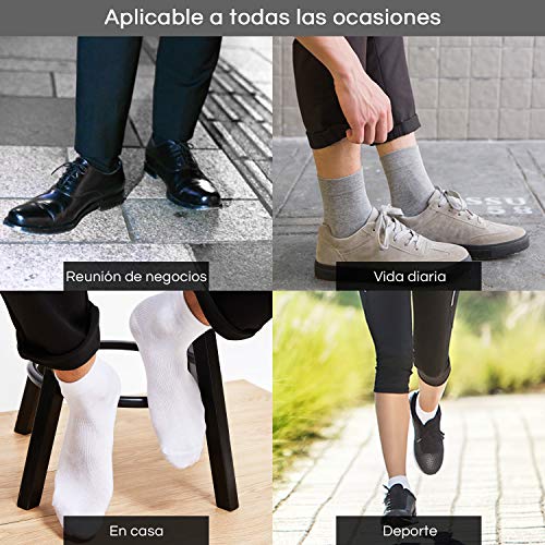 Rovtop 12 Pares de Calcetines para Hombre y Mujer - 6 Pares Calcetines Deportivos Medias Bajas y 6 Pares de Calcetines de Tubo Medio Transpirable (Blanco/Negro/Gris)