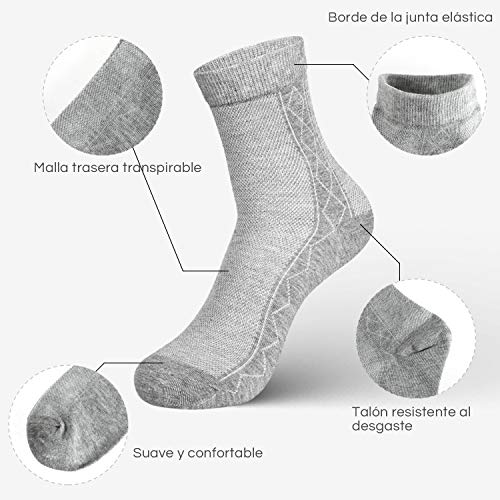Rovtop 12 Pares de Calcetines para Hombre y Mujer - Calcetines Deportivos Corto Malla Transpirable (Blanco/Negro/Gris) (12 Calcetines Medio)