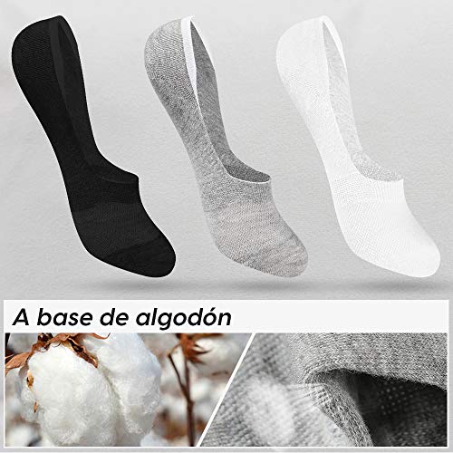 Rovtop Calcetines Cortos 12Pares Calcetines para Hombre - Calcetines Invisibles de Malla Transpirable con Antideslizante de Silicona Negro/Blanco/Gris Claro Talla Eur 39-46