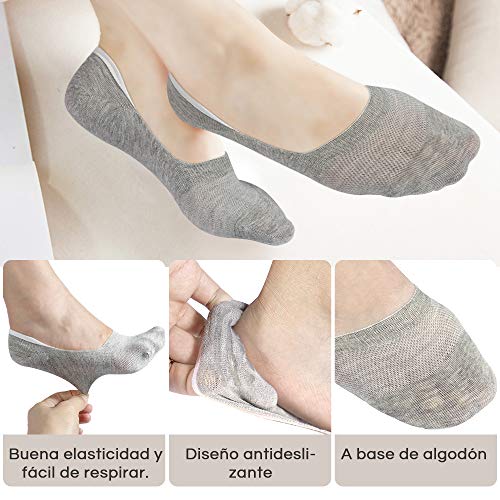 Rovtop Calcetines Cortos 12Pares Calcetines para Hombre - Calcetines Invisibles de Malla Transpirable con Antideslizante de Silicona Negro/Blanco/Gris Claro Talla Eur 39-46