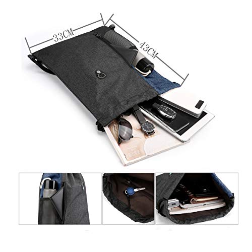 Ruberg - Bolsa de deporte resistente al agua para hombre y mujer, con cremallera, bolsillo interior, bolsillo exterior, bolsa de gimnasio, mochila hipster,color azul