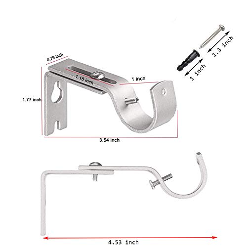 Ruesious Set de 3 Soportes Ajustables de Pared,Ajustable Barra de Cortina Soportes