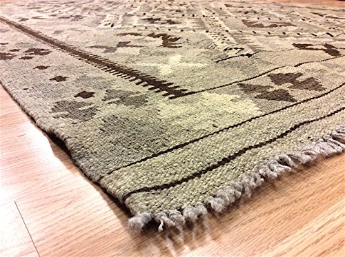 Rugstore-Outlet Alfombra Original Natural de Lana Natural teñida 100% teñida a Mano, Reversible, Estilo Tribal geométrico, diseño de corazón, Lado del Fuego, 153 x 198 cm