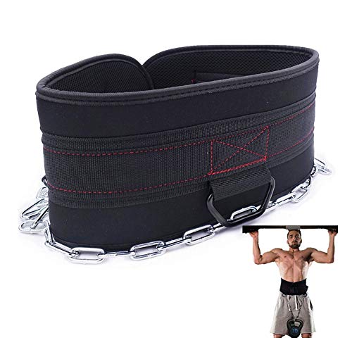 RUIMI Cinturón de inmersión Gym Culturismo y Levantamiento de Pesas de Neopreno con Cadena de Inmersión Grofitness Pull-up Espalda Apoyo Correa,para Entrenamiento Ejercicios de Gimnasio