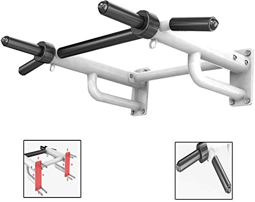 RUIXINBC Flexión De Brazos Individuales Paralelas, Montado En La Pared De Interior Casero Individual Paralelas Sandbag Holder, Equipos Home Fitness Deportivo Viga Soporte,Blanco