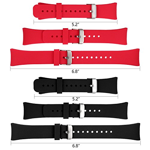 Rukoy Correas para Samsung Gear Fit 2 Band/Gear Fit 2 Pro [Paquete de 2: Negro + Rojo], Replacement Bands Accesorios para Samsung Gear Fit2 Pro SM-R365/Gear Fit2 SM-R360 Smartwatch (5.9"-7.5")