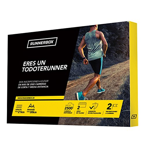 RunnerBox - Caja regalo para corredores - TODOTERUNNER - Dos carreras running hasta 30 km - Asfalto y montaña - Más de 2500