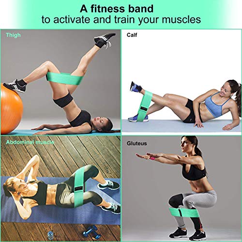 RUNYUE Bandas elásticas de Resistencia, Bandas elásticas de Fitness, 3 Bandas elásticas de Tela de Color con 3 Niveles de Resistencia para Ejercicios de glúteos, Yoga, Pilates, Gimnasio