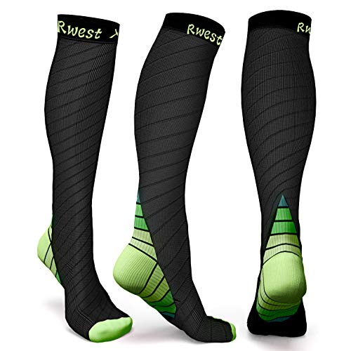 Rwest X Calcetines de compresión Medias de compresión para Hombres y Mujeres, Deporte, Trotar, Correr, Volar, Viajar, varicosas，Embarazo y médicos, Aumentar la circulación sanguínea, la regeneración…