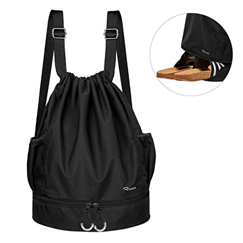 Ryaco Mochila de Cuerda Unisex, Saco de Gimnasia para Deporte Gimnasio Yoga Nadar (Negro)