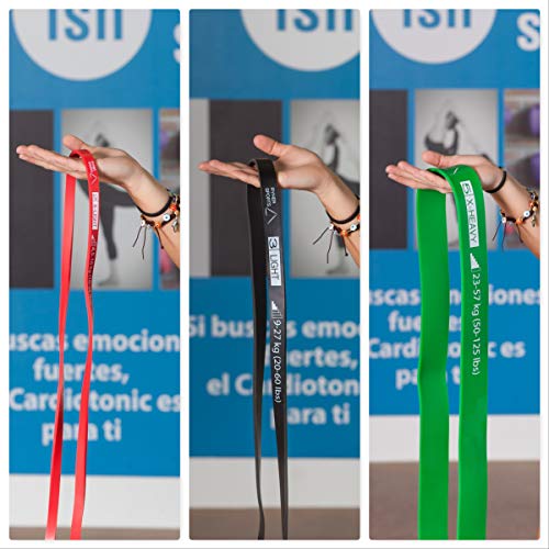 Ryher Banda elástica de Resistencia para dominadas - Banda de Ejercicios para Fitness, Crossfit, Asistente para pullups o Levantamiento de Pesas (Set de 3 Bandas - Roja, Negra y Verde)