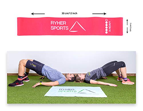 Ryher Bandas Elasticas de Fitness - 3X Bandas de Resistencia - Gomas Elasticas Extra Fuertes + Bolsa - Set de 3 Cintas Elásticas Musculacion, Fitness, Crossfit, Yoga, Pilates, Natación, Fisioterapia