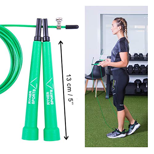 Ryher Cuerda para Saltar Kit - Comba Crossfit, Fitness y Ejercicio (Verde)