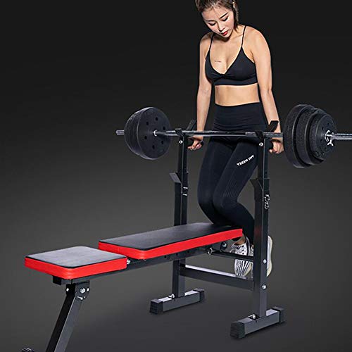 RYSB Banco De Peso,Press De Banca Cama Barbell Banco De Pesas Multifuncion,Sentarse-ups Plegable Ajustable Equipo De Gimnasio En Casa Banco De Pesas Gimnasio A 111x100x32cm(44x39x13inch)