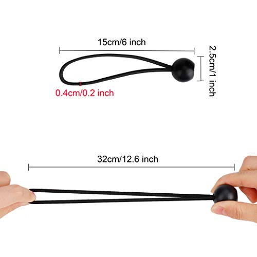 RZKJ-SHOP Tensor de Goma Elasticos con Bola, 30 Piezas Cuerda de fijación Bungee Cords para Cortinas, Pabellones,Tiendas de Campaña, Banner, Trampolín (Negro)