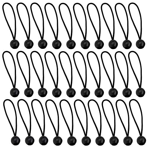 RZKJ-SHOP Tensor de Goma Elasticos con Bola, 30 Piezas Cuerda de fijación Bungee Cords para Cortinas, Pabellones,Tiendas de Campaña, Banner, Trampolín (Negro)