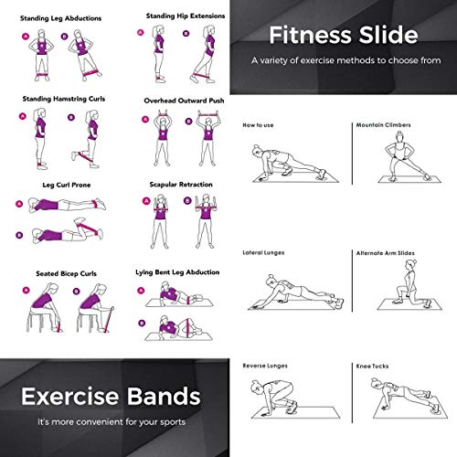 S-EXPANSE - Bandas de ejercicio de resistencia con discos deslizantes, deslizadores de núcleo para fitness, estiramiento, entrenamiento de fuerza, terapia física, látex natural, 5 unidades