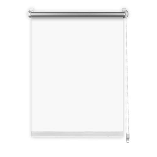 S SIENOC Klemmfix - Estor Opaco para Ventana Estor Enrollable/Thermo – Estor de Opaco Blackout Blind Silver Coating Opaque Protección de Pantalla para Ventanas y Puertas (Blanco, 80x150 cm)