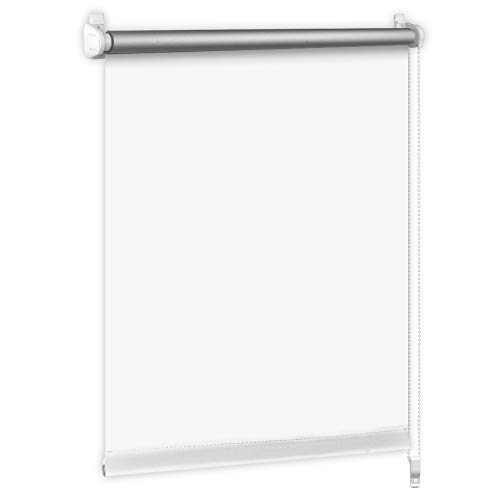 S SIENOC Klemmfix - Estor Opaco para Ventana Estor Enrollable/Thermo – Estor de Opaco Blackout Blind Silver Coating Opaque Protección de Pantalla para Ventanas y Puertas (Blanco, 80x150 cm)