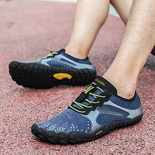 SAGUARO Hombre Mujer Barefoot Zapatillas de Trail Running Minimalistas Zapatillas de Deporte Fitness Gimnasio Caminar Zapatos Descalzos para Correr en Montaña Asfalto Escarpines de Agua, Azul, 39 EU