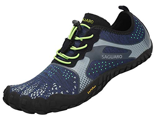 SAGUARO Hombre Mujer Barefoot Zapatillas de Trail Running Minimalistas Zapatillas de Deporte Fitness Gimnasio Caminar Zapatos Descalzos para Correr en Montaña Asfalto Escarpines de Agua, Azul, 39 EU