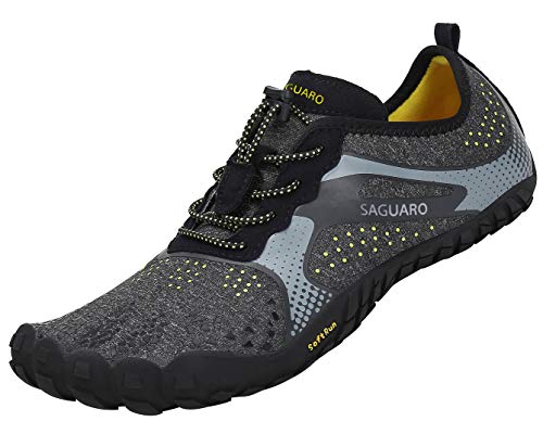 SAGUARO Hombre Mujer Barefoot Zapatillas de Trail Running Minimalistas Zapatillas de Deporte Fitness Gimnasio Caminar Zapatos Descalzos para Correr en Montaña Asfalto Escarpines de Agua, Negro, 41 EU