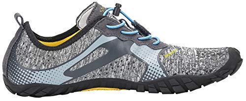 SAGUARO Hombre Mujer Barefoot Zapatillas de Trail Running Minimalistas Zapatillas de Deporte Fitness Gimnasio Caminar Zapatos Descalzos para Correr en Montaña Asfalto Escarpines de Agua, Gris, 42 EU