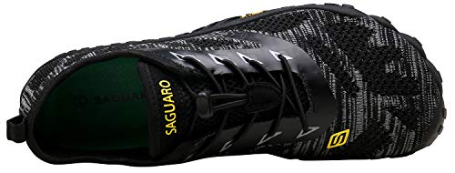 SAGUARO Hombre Mujer Barefoot Zapatillas de Trail Running Minimalistas Zapatillas de Deporte Fitness Gimnasio Caminar Zapatos Descalzos para Correr en Montaña Asfalto Escarpines de Agua, Negro, 41 EU