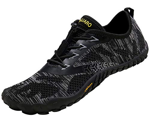 SAGUARO Hombre Mujer Barefoot Zapatillas de Trail Running Minimalistas Zapatillas de Deporte Fitness Gimnasio Caminar Zapatos Descalzos para Correr en Montaña Asfalto Escarpines de Agua, Negro, 41 EU