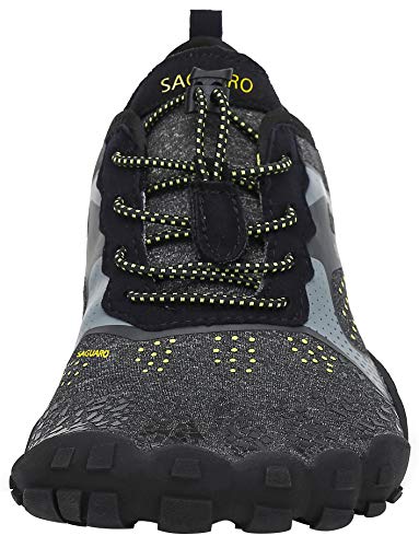 SAGUARO Hombre Mujer Barefoot Zapatillas de Trail Running Minimalistas Zapatillas de Deporte Fitness Gimnasio Caminar Zapatos Descalzos para Correr en Montaña Asfalto Escarpines de Agua, Negro, 37 EU